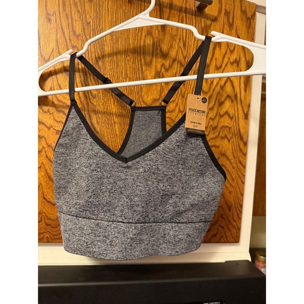 PINK ACTIVE SEAMLESS Sports Bra Low Impact Heather Gray Size S